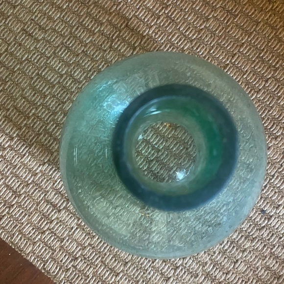 Blown glass vase- blue green w bubbles. Approx 16” tall  Nice coastal modern - Picture 3 of 5